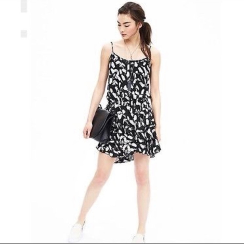 Banana Republic Print Ruffle Dress